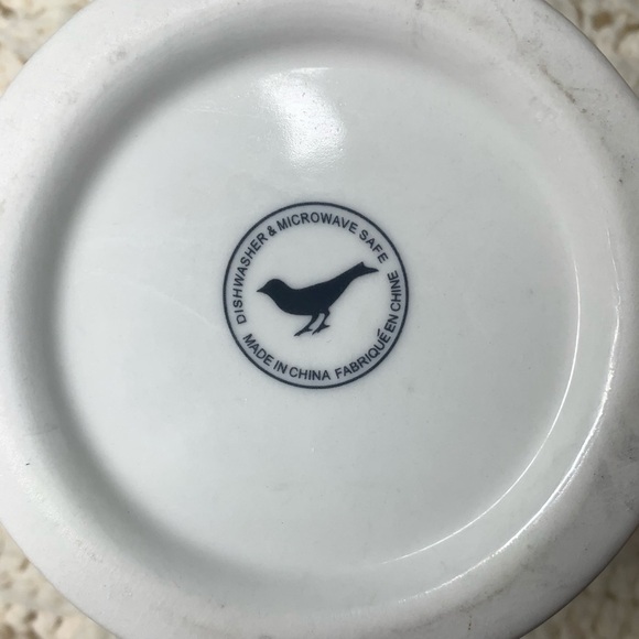 ANTHROPOLOGIE Monogram Coffee Tea Cup Mug “K” Retro Barber Shop Black White - Picture 5 of 8